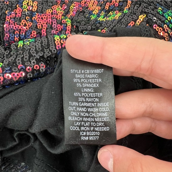 Sanctuary Multicolor Sequin Scoop Back Short Sleeve Top Size S Evening Event - Picture 3 of 6